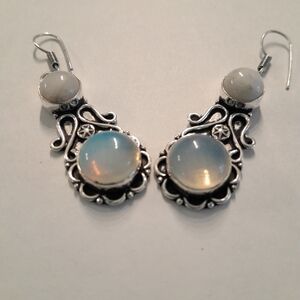 Opalite And Moon Stone Earrings Made In India